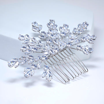 Cubic Zirconia Diamond Veil Of Blossoms Bridal Hair Comb, Bridal Hair Accessories, Wedding Hair Accessory, Bridal Hair Comb.